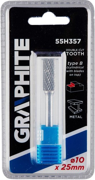 Фреза по металу Graphite HM 10 x 25 мм тип B 55H357 (5902062509017) - зображення 3