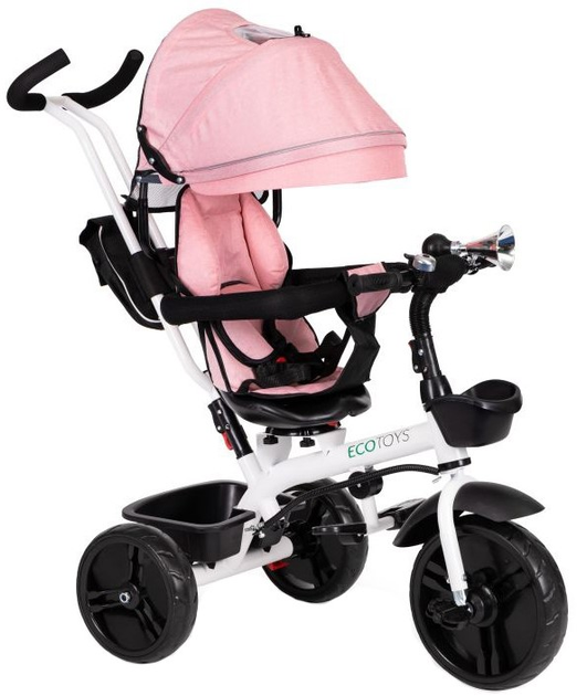 Триколісний велосипед EcoToys з поворотним сидінням 360°JM-322 Рожевий (5903769974221) - зображення 1