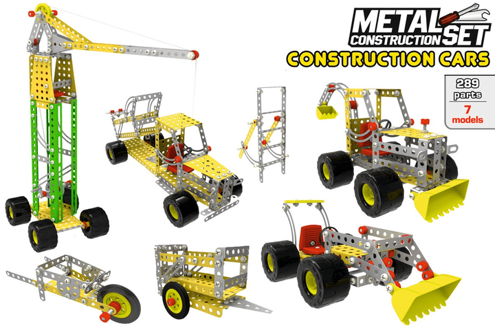 Металлический конструктор Technok Toys "Строительная техника", 289 деталей, в чемодане (арт. 3879) - Фото 7 Металлический конструктор Technok Toys "Строительная техника", 289 деталей, в чемодане (арт. 3879) - изображение 7