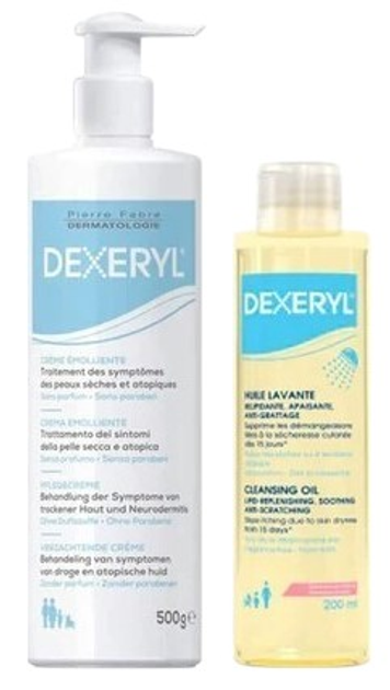 Дитячий косметичний набір Dexeryl Emollient Крем 500 мл + Олія 200 мл (3573994008095) - зображення 2
