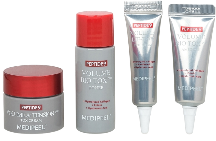 Zestaw miniatur do pielęgnacji twarzy MediPeel Peptide 9 Volume Bio Tox Toner 20 ml + Serum 10 ml + Krem pod oczy 4 ml + Krem 10 g + Kosmetyczka (8809941821437) - obraz 2