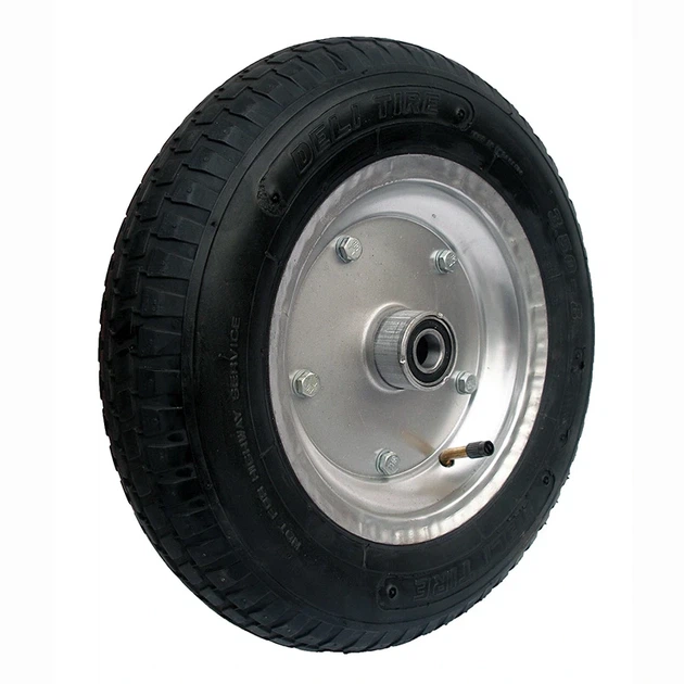 Пневматическое колесо Deli Tire 3.50-8 для тачки – надувное колесо 370 мм с камерой для садовых и строительных - изображение 2