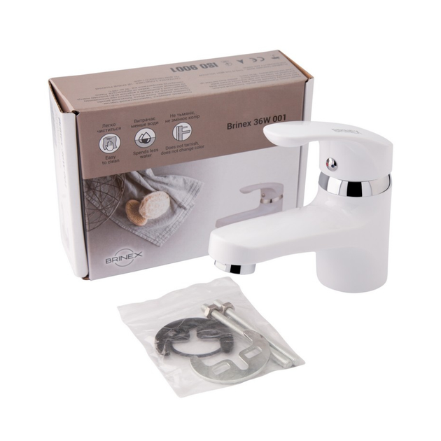 Змішувач для умивальника з ABS-пластику Brinex 36W 001 (BRIN36W001) білий - изображение 3