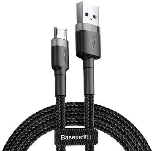 Кабель Baseus cafule Cable USB For Micro 2.4A 0.5M Gray Black (CAMKLF-AG1) - изображение 3