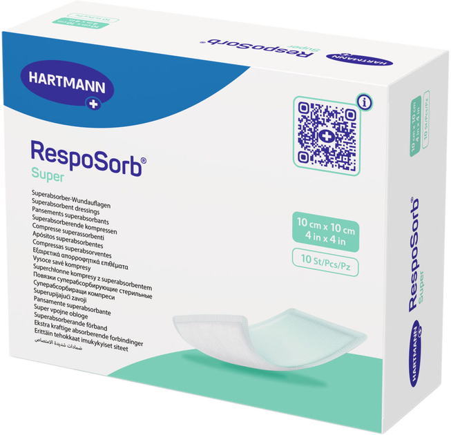 Суперабсорбуючі пов'язки Hartmann RespoSorb Super 10х10 см 10 шт (6850205) - зображення 1