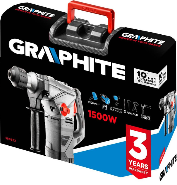 Перфоратор Graphite SDS+ 1500 Вт 58G862 (5902062588623) - зображення 3