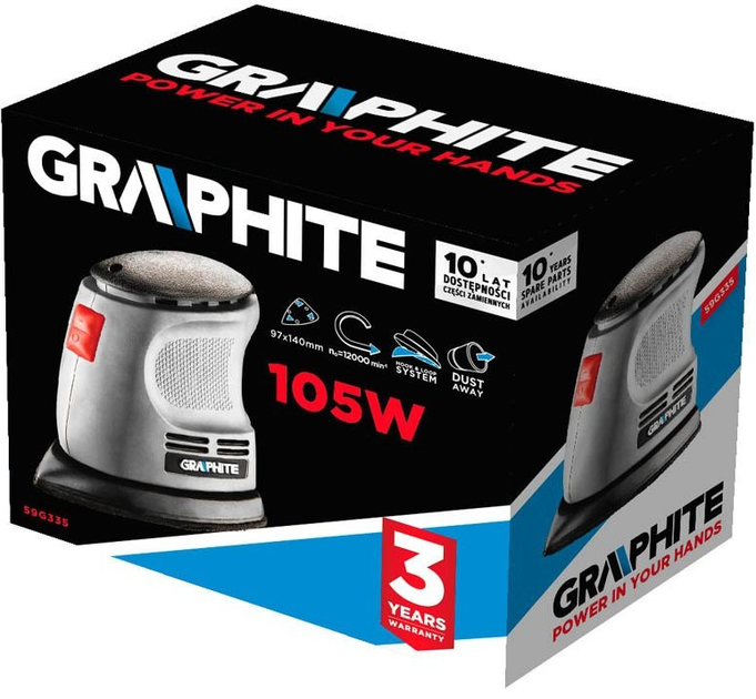 Орбітальна шліфувальна машина дельта Graphite 140 x 140 x 97 мм 59G335 (5902062593351) - зображення 9