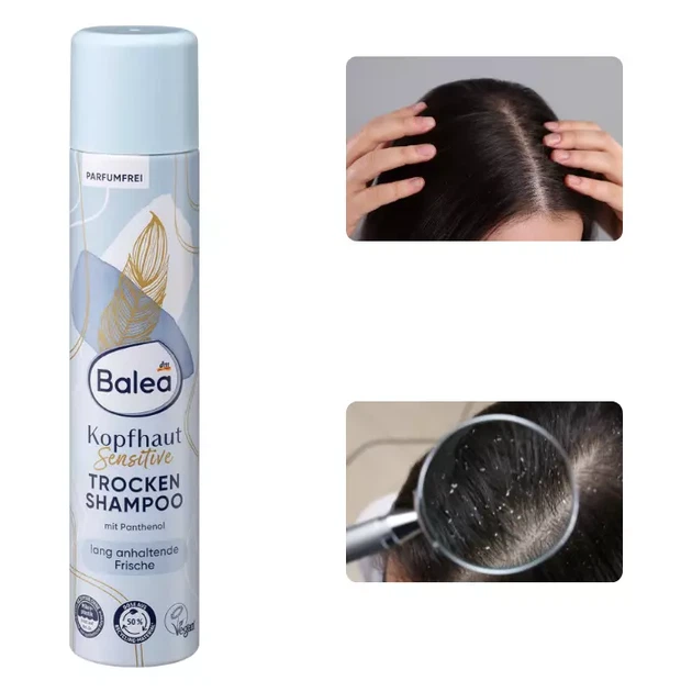 Сухий шампунь - спрей для волосся Balea Trocken Shampoo Kopfhaunt Sensitive (для чутливої шкіри голови з пантенолом ) 200 ml - изображение 2