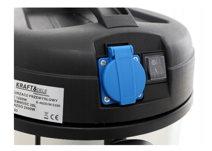 Промисловий пилосос для сухого та вологого збирання KD483 20l 1200w kraft&dele - Фото 8 Промисловий пилосос для сухого та вологого збирання KD483 20l 1200w kraft&dele - зображення 8