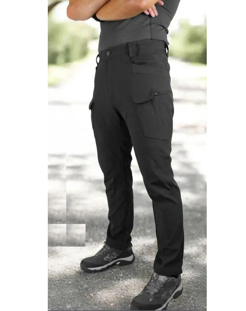 Тактические легкие штаны Soft Shell без флиса карго Eagle SP-02 Черные XL (JDT-0847614) - изображение 1