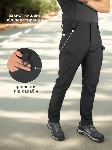 Тактические легкие штаны Soft Shell без флиса карго Eagle SP-02 Черные XL (JDT-0847614) - изображение 3