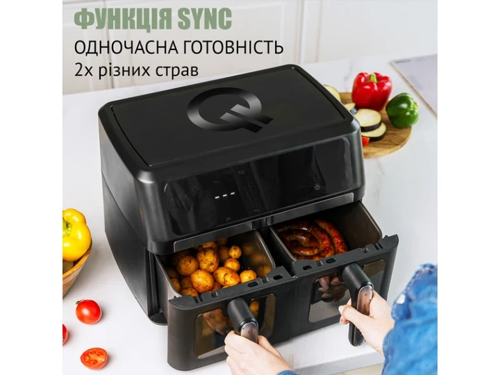 Мультипіч (аерофритюрниця) QUIN Air Fryer Dual Zone YJ-1102AV - Фото 2 Мультипіч (аерофритюрниця) QUIN Air Fryer Dual Zone YJ-1102AV - зображення 2