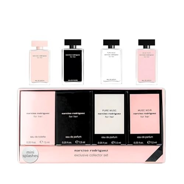 Набір мініатюр для жінок Narciso Rodriguez Туалетна вода For Her 7.5 мл + Парфумована вода For Her 7.5 мл + Парфумована вода Pure Musc 7.5 мл + Парфумована вода Musc Noir 7.5 мл (3423222107963) - зображення 2