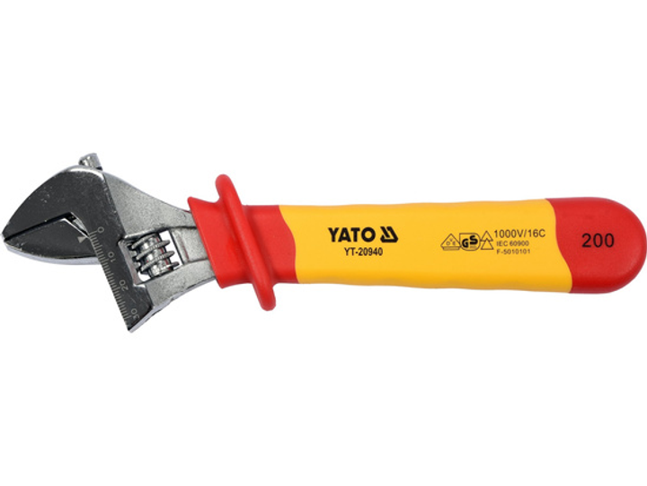 Klucz nastawny YATO 200 mm, izolowany VDE do 1000V (YT-20940) - obraz 2