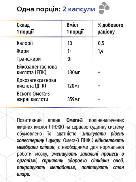Омегатріол 120капс., є джерелом важливих жирних кислот, Грін-Віза. - зображення 4