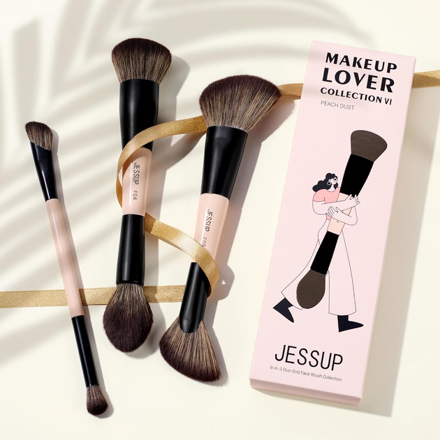 Zestaw pędzli do makijażu Jessup Makeup Lover T508 Dwustronne 3 szt Jasno brzoskwiniowy (ZES6976074375082) - obraz 6