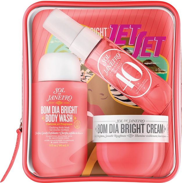 Набір косметики по догляду Sol De Janeiro Bom Dia Bright Косметичка + Крем для тіла 50 мл + Міст для тіла 30 мл + Гель для душу 90 мл (810912034730) - зображення 2