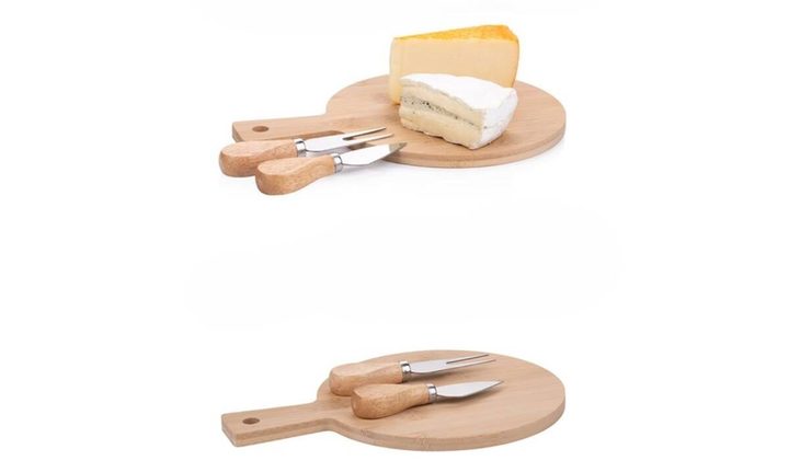 Zestaw do serwowania serów Alpina Deska 28 x 18 x 2.8 cm + nóż + widelec (8711252240350) - obraz 2