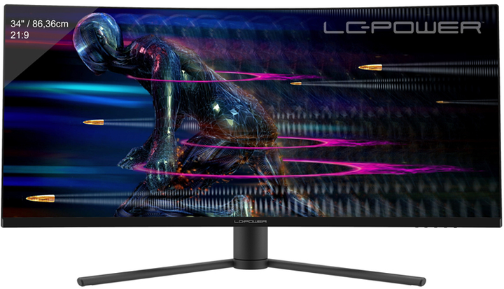 Монітор 34" LC-Power Ultra-wide Curved PC Monitor (LC-M34-UWQHD-180-C) - зображення 1