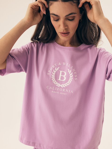 Piżama damska z szortami i krótkim rękawem letnia bawełniana Bloovii Midnight 42561-03X XS Różowa (5903972547441) - obraz 5