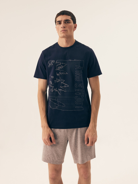 Piżama męska z szortami i krótkim rękawem letnia bawełniana Henderson Surf 42598-59X M Niebieska (5903972399897) - obraz 1