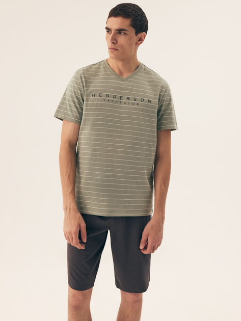Piżama męska z szortami i krótkim rękawem letnia bawełniana Henderson Deli 42635-07X 3XL Zielona (5903972399293) - obraz 1
