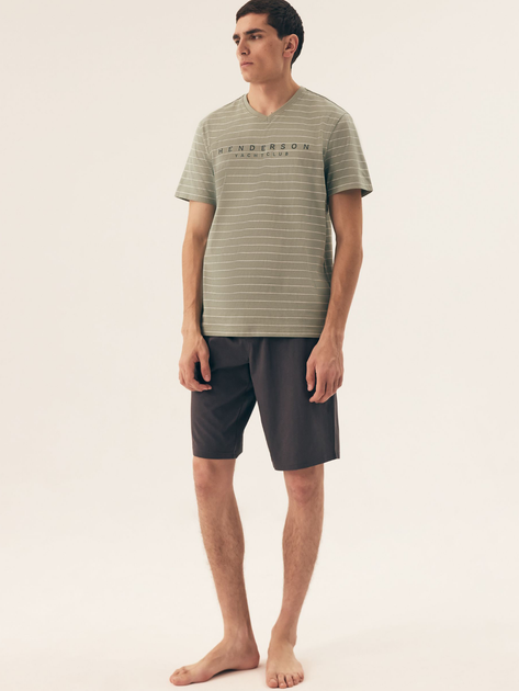 Piżama męska z szortami i krótkim rękawem letnia bawełniana Henderson Deli 42635-07X 3XL Zielona (5903972399293) - obraz 3