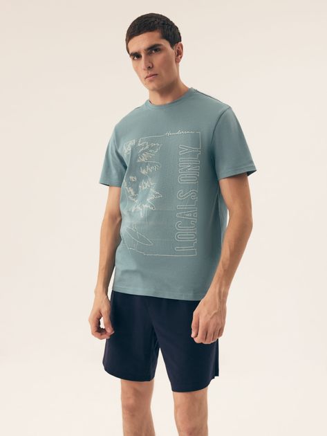 Piżama męska z szortami i krótkim rękawem letnia bawełniana Henderson Surf 42598-77X L Zielona (5903972399941) - obraz 1
