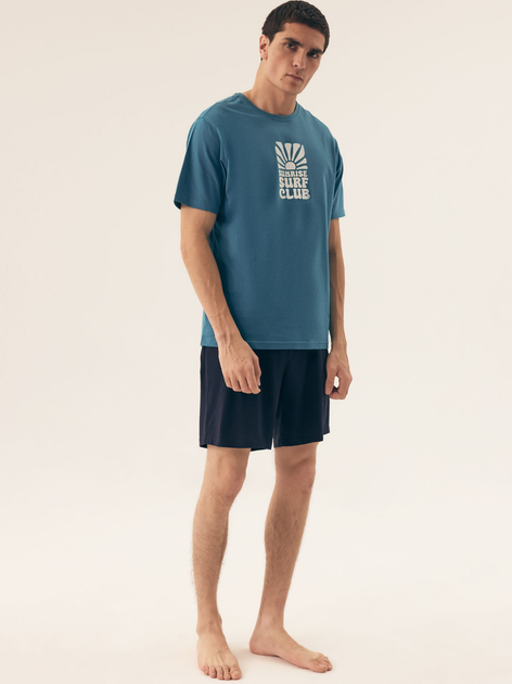 Piżama męska z szortami i krótkim rękawem letnia bawełniana Henderson Sun 42600-56X 2XL Niebieska (5903972520178) - obraz 3