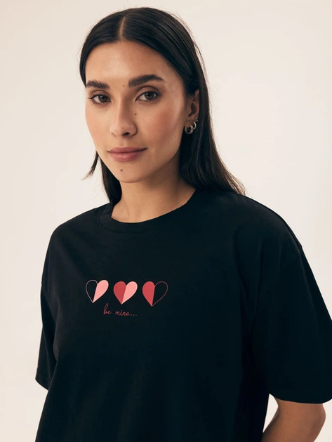 Піжама (футболка + шорти) жіноча бавовняна Henderson Necesito 42649-99X L Чорна (5903972377468) - зображення 4