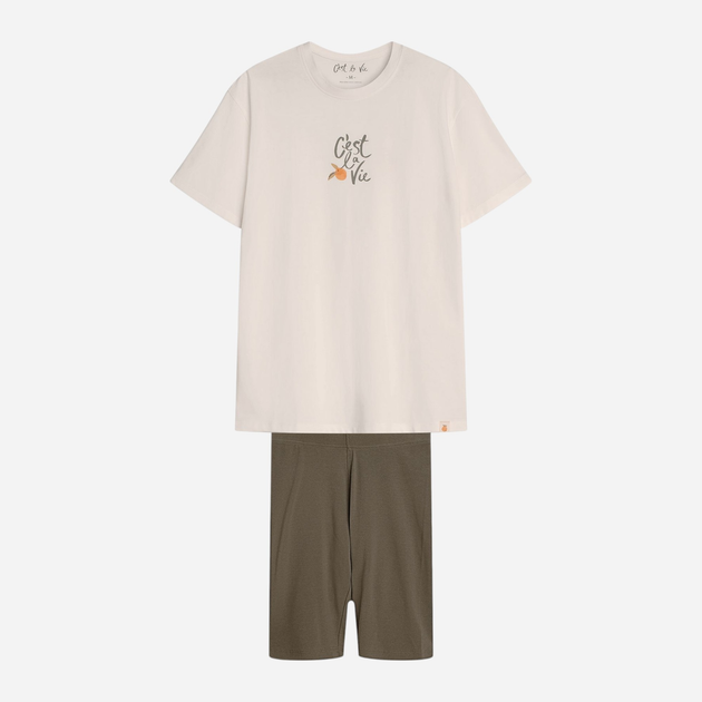 Піжама (футболка + шорти) жіноча бавовняна Henderson Naranja 42685-01X M Кремова (5903972379042) - зображення 6
