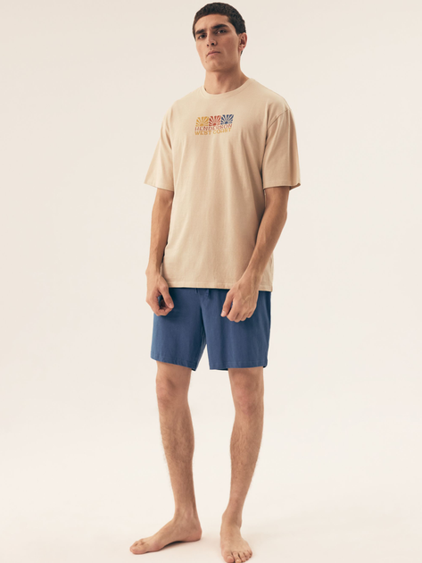 Піжама (футболка + шорти) чоловіча бавовняна великого розміру Henderson Onshore 42792-02X 2XL Бежева (5903972510667) - зображення 3