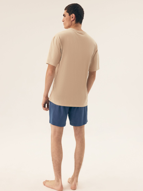 Піжама (футболка + шорти) чоловіча бавовняна великого розміру Henderson Onshore 42792-02X 2XL Бежева (5903972510667) - зображення 4