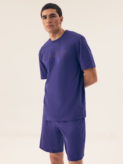 Piżama męska z szortami i krótkim rękawem letnia bawełniana Henderson Olive 42795-55X XL Niebieska (5903972510858) - obraz 1