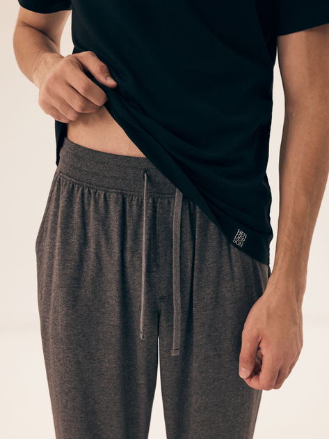 Piżama męska z długimi spodniami i krótkim rękawem bawełniana Henderson Marc 43033-99X 3XL Czarna (5903972392515) - obraz 3