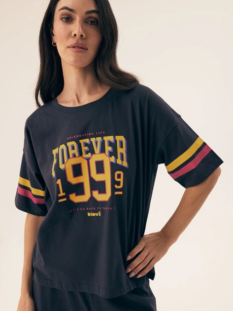 Піжама (футболка + штани) жіноча бавовняна Bloovii Forever 43061-59X M Темно-синя (5903972576823) - зображення 3