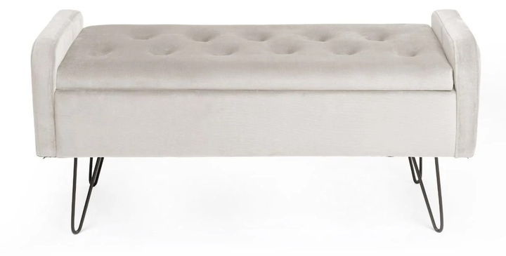 Ławka Homla VENLO welurowa 100 x 39 x 45 cm Beżowa (5904183824758) - obraz 2