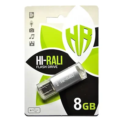 Флешка Hi-Rali 8GB Rocket срібло - Фото 1 Флешка Hi-Rali 8GB Rocket срібло - изображение 1