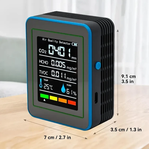 Портативный детектор качества воздуха 5в1 – CO₂, HCHO, TVOC, температура, влажность - изображение 4