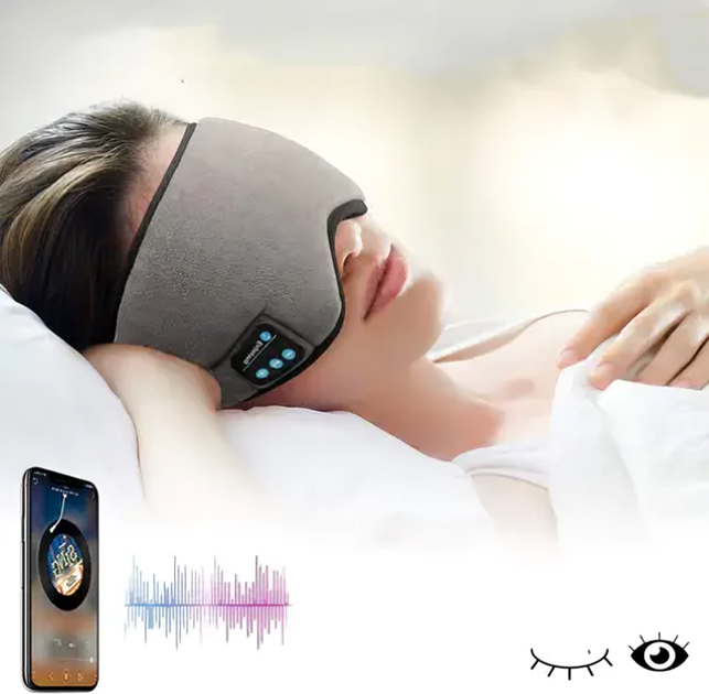 Маска повязка на глаза аккумуляторная для сна с Bluetooth гарнитурой встроенными наушниками работой до 10 часов 200mAh (480219-Prob) Серая - Фото 7 Маска повязка на глаза аккумуляторная для сна с Bluetooth гарнитурой встроенными наушниками работой до 10 часов 200mAh (480219-Prob) Серая - изображение 7