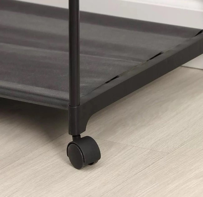 Стойка вешалка для одежды и обуви Coat Rack TW-777 new напольная стальная с полками, на колесах Black - Фото 4 Стойка вешалка для одежды и обуви Coat Rack TW-777 new напольная стальная с полками, на колесах Black - изображение 4