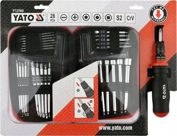 Набір YATO Викрутка з бітами 28 шт YT-27940 (5906083061271) - зображення 3