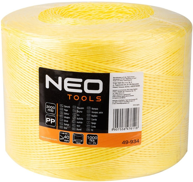 Sznurek polipropylenowy NEO Tools 2000 m 49-934 (5907558476118) - obraz 7