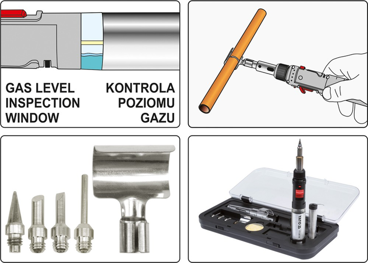 Lutownica gazowa YATO 3 w 1 z akcesoriami 30-125 W (YT-36706) - obraz 6