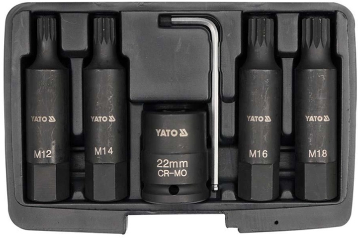 Набір ударних ударних ударних YATO SPLINE 3/4" 6 одиниць YT-1157 (5906083911576) - зображення 1