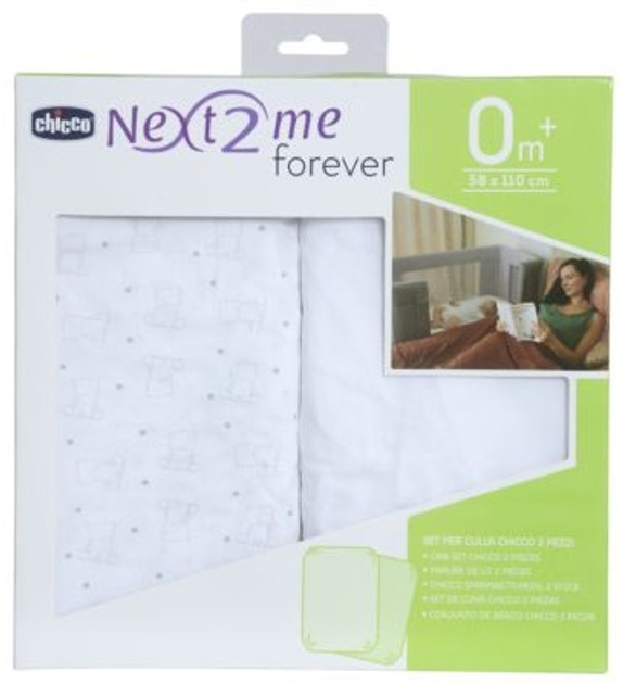 Komplet prześcieradeł Chicco Next2Me Forever Bear 58 x 110 cm 2 szt (8059609410071) - obraz 1