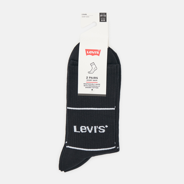 Набір чоловічих шкарпеток високих бавовняних 2 пари Levi's Short Cut Logo Sport 2P 7012105670080 43-46 Чорний (8720245185639) - зображення 1
