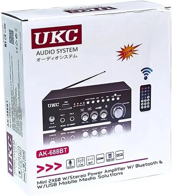 Усилитель звука UKC AK-688BT двухканальный усилитель FM-радио и US 30W 9489 - Фото 2 Усилитель звука UKC AK-688BT двухканальный усилитель FM-радио и US 30W 9489 - изображение 2
