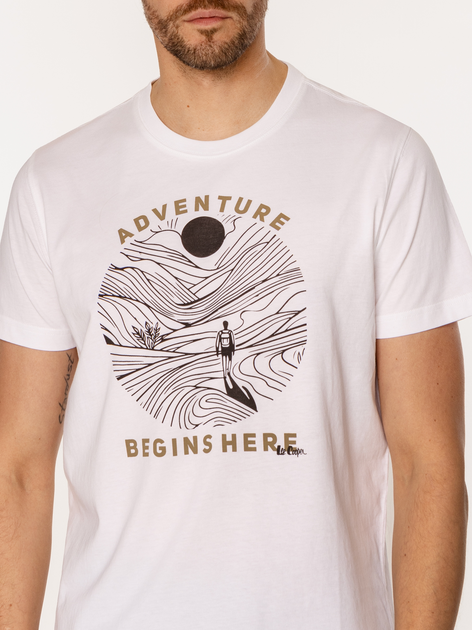 T-shirt męski z nadrukiem bawełniany Lee Cooper Adventure-1145 2XL Biały (5905991727811) - obraz 4