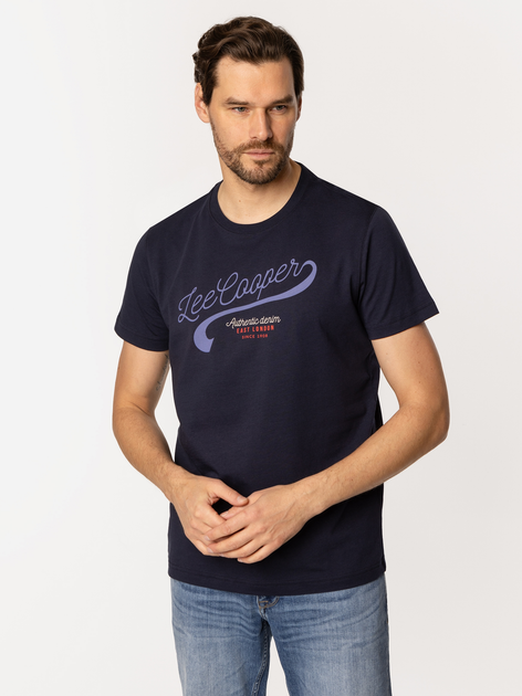 Футболка бавовняна довга чоловіча Lee Cooper Authentic5-1160 M Темно-синя (5905991727958) - зображення 3